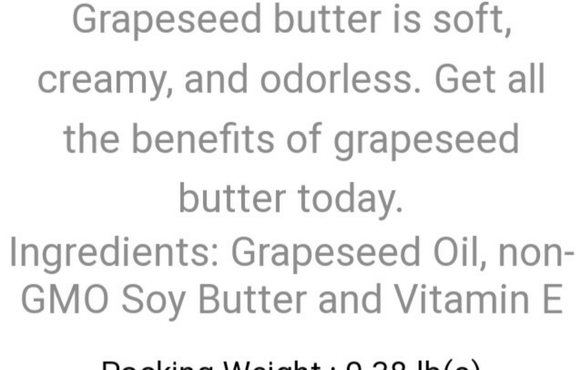 Grapeseed Butter 4oz Jar oderless, creamy, all natural - Picture 4 of 6